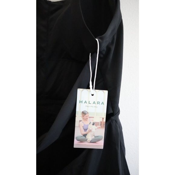 Halara Womens Sz XL Black Play It My Way 2-in-1 Mini Twist Back Activewear Dress - Picture 5 of 8